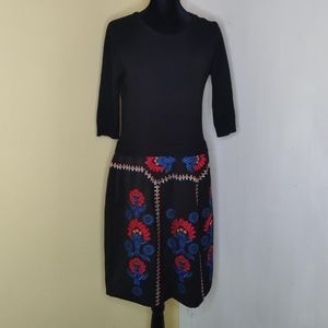 Embroidered sweater dress